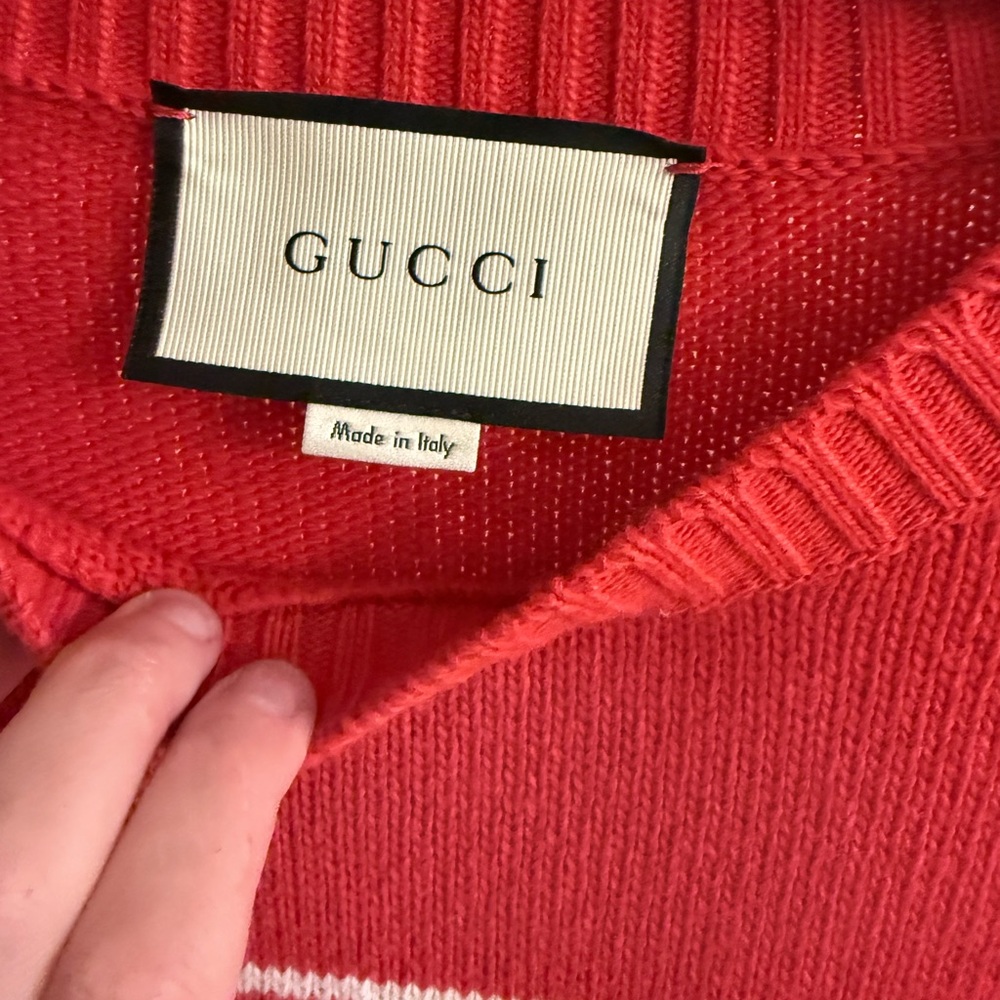 Gucci Red and Cream 'Loved' Women's Sweater - Picture 3 of 6